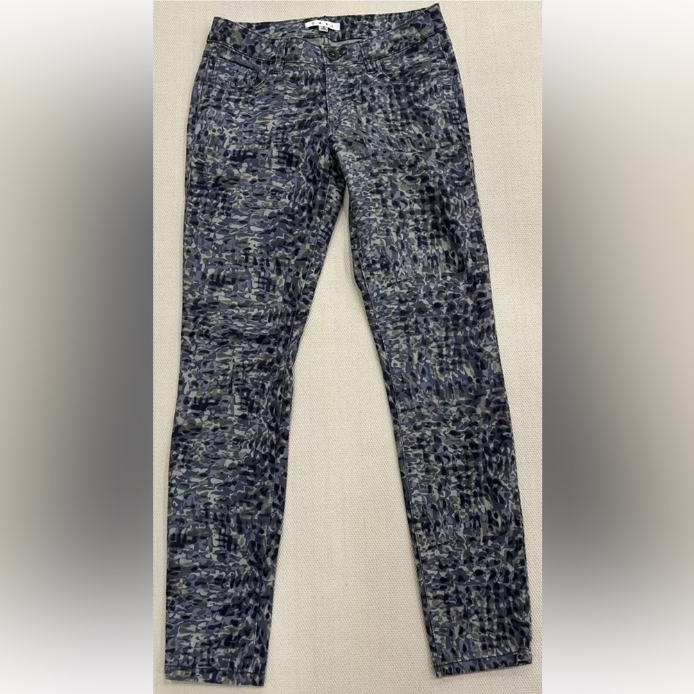Cabi Jeans Modern Camo Jeggings Stretch Patterned Blue And Gray Size 2